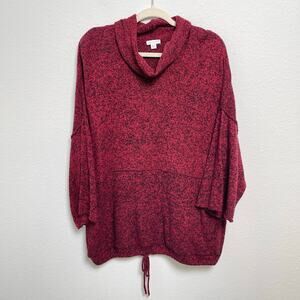 Pure Jill Laggenlook Red Cowl Neck Sweater Cashmere Blend Oversized Tunic Large
